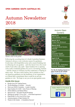 Autumn Newsletter 2018