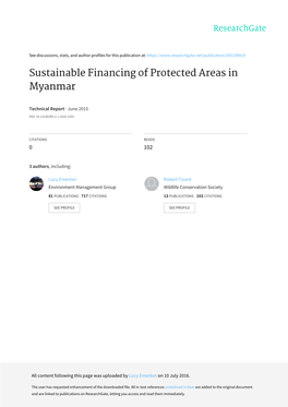 Sustainable Financing of Protected Areas in Myanmar