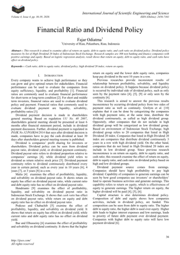 Financial Ratio and Dividend Policy