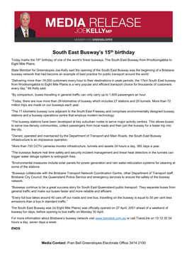 South East Busway's 15Th Birthday