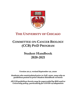 (CCB) PHD PROGRAM Student Handbook 2020-2021