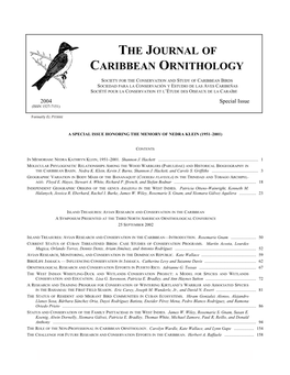 The Journal of Caribbean Ornithology