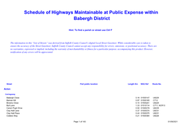 Schedule of Highways Maintainable at Public Expense Within Babergh District