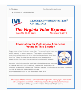 The Virginia Voter Express Issue No