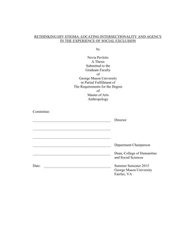 Rethinking Hiv Stigma: Locating Intersectionality and Agency in the Experience of Social Exclusion