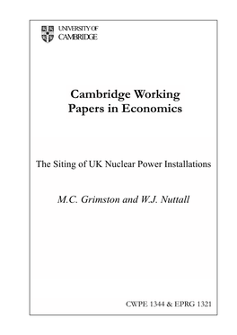 The Siting of UK Nuclear Power Installations