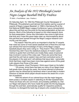 Fredrico Brillhart an Analysis of the 1952 Pittsburgh Courier Negro