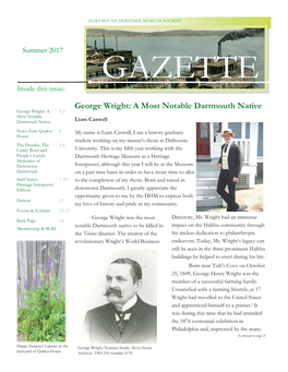 George Wright: a Most Notable Dartmouth Native George Wright: a 1-3