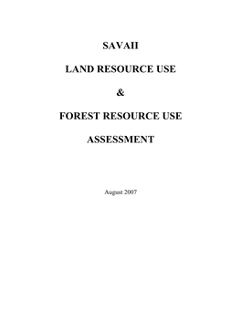 Savaii Land Resource Use & Forest Resource Use Assessment