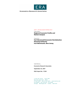 Regional Economic Profile and Market Analysis Fort Monmouth Economic