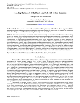 Modeling the Impact of the Pleistocene Park with System Dynamics