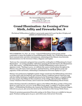 Grand Illumination: an Evening of Free Mirth, Jollity and Fireworks Dec