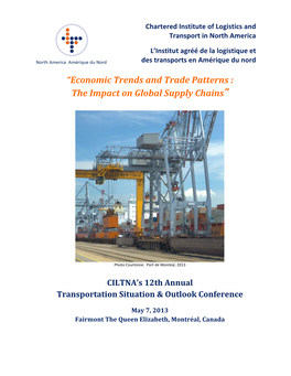Economic Trends and Trade Patterns : the Impact on Global Supply Chains”