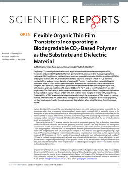 Flexible Organic Thin Film Transistors Incorporating a Biodegradable CO2