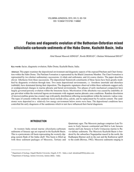 Facies and Diagenetic Evolution of the Bathonian-Oxfordian Mixed Siliciclastic-Carbonate Sediments of the Habo Dome, Kachchh Basin, India