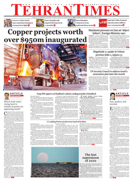 Copper Projects Worth Over $950M Inaugurated