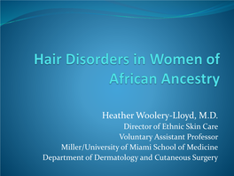 African-American Scalp and Hair Disorders