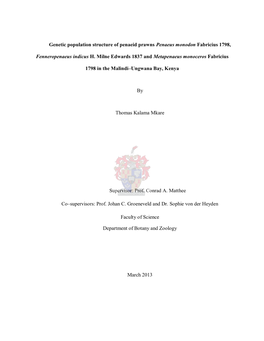 Genetic Population Structure of Penaeid Prawns Penaeus Monodon Fabricius 1798