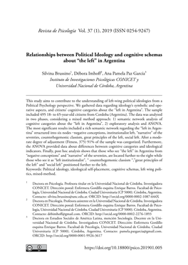 Relationships Between Political Ideology and Cognitive Schemas About “The Left” in Argentina