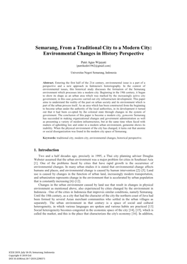 Semarang, from a Traditional City to a Modern City: Environmental Changes in History Perspective