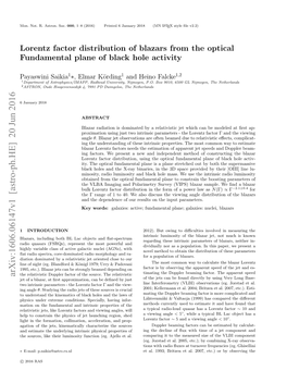 Lorentz Factor Distribution of Blazars from the Optical Fundamental Plane of Black Hole Activity