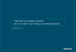 Tabcorp Holdings Limited 2017/18 First Half Results Presentation