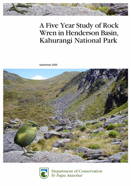 A Five Year Study of Rock Wren in Henderson Basin, Kahurangi National Park