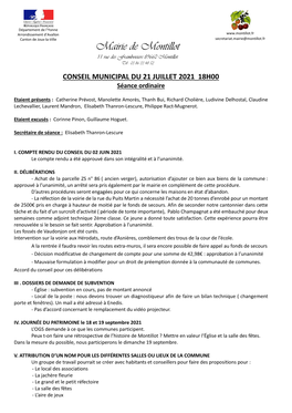 CR Conseil Du 21 Juillet 2021