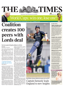 Coalition Creates 100 Peers with Lords Deal