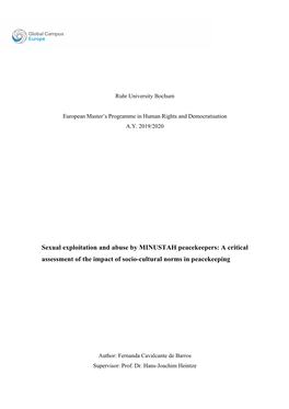 Sexual Exploitation and Abuse by MINUSTAH Peacekeepers: a Critical Assessment of the Impact of Socio-Cultural Norms in Peacekeeping