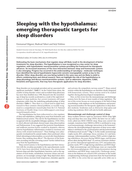 Sleeping with the Hypothalamus: Emerging Therapeutic Targets for Sleep Disorders