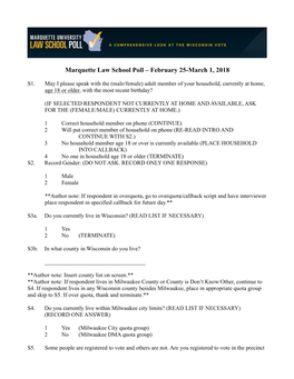 Marquette Law School Poll – February 25-March 1, 2018