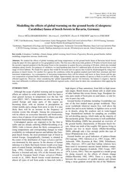 Modelling the Effects of Global Warming on the Ground Beetle (Coleoptera: Carabidae) Fauna of Beech Forests in Bavaria, Germany