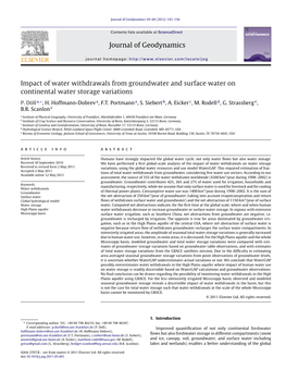 Impact of Water Withdrawals from Groundwater and Surface Water On