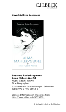 Alma Mahler-Werfel Muse, Gattin, Witwe Eine Biographie 3 35 Seiten Mit 28 Abbildungen