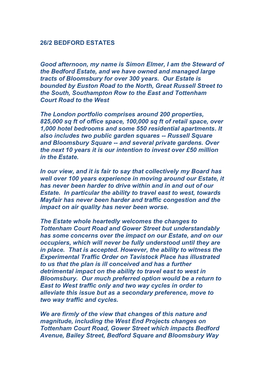 26/2 BEDFORD ESTATES Good Afternoon, My Name Is Simon Elmer, I Am the Steward of the Bedford Estate, and We Have Owned and Manag