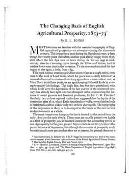 The Changing Basis of English Agricultural Prosperity, 1853-73'