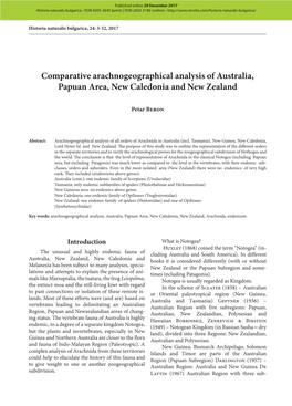 Comparative Arachnogeographical Analysis of Australia, Papuan Area, New Caledonia and New Zealand