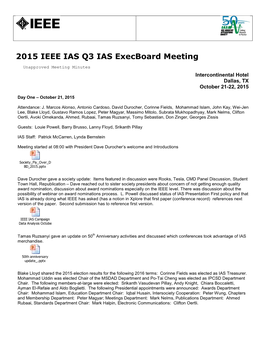 2015 IEEE IAS Q3 IAS Execboard Meeting