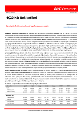 4Ç20 Kâr Beklentileri