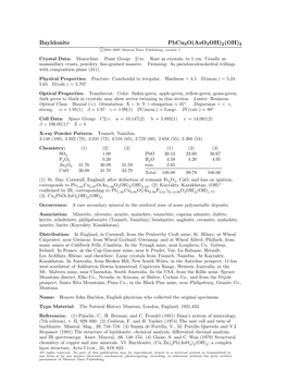 Bayldonite Pbcu3o(Aso3oh)2(OH)2 C 2001-2005 Mineral Data Publishing, Version 1