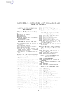 Subchapter A—United States Navy Regulations and Official Records