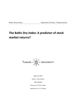 The Baltic Dry Index: a Predictor of Stock Market Returns?
