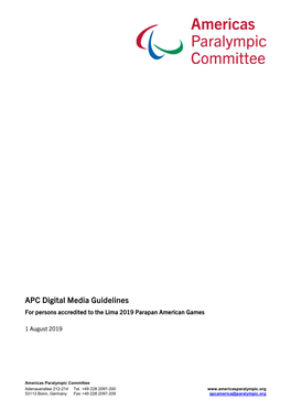 Lima 2019 Social and Digital Media Guidelines