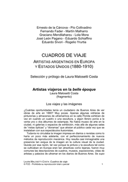 Cuadros De Viaje Artistas Argentinos En Europa Y Estados Unidos (1880-1910)