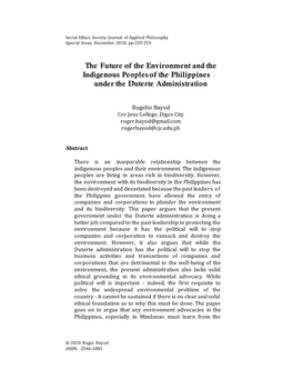 The Future of the Environment and the Indigenous Peoples of the Philippines Under the Duterte Administration