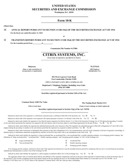 CITRIX SYSTEMS, INC. (Exact Name of Registrant As Specified in Its Charter)