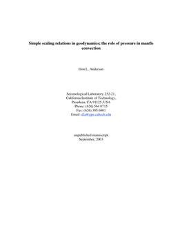 The Role of Pressure in Mantle Convection