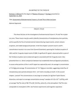 AN ABSTRACT of the THESIS of Nicholas C. Mehmel for the Degree