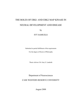 The Roles of ERK1 and ERK2 MAP Kinase in Neural Development and Disease